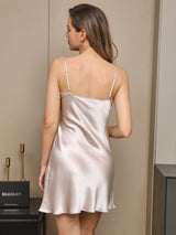 [Beige] SilkSilky-SE Rent Silke Hårärm Nightgown&Robe Set 006