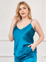 [Kungsblått] SilkSilky-SE Spaghetti Rem V Ringning Plus Storlek Cami Toppar 002