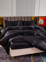 [Svart] SilkSilky-SE 22Momme Rent Silke Bedding Set 003,