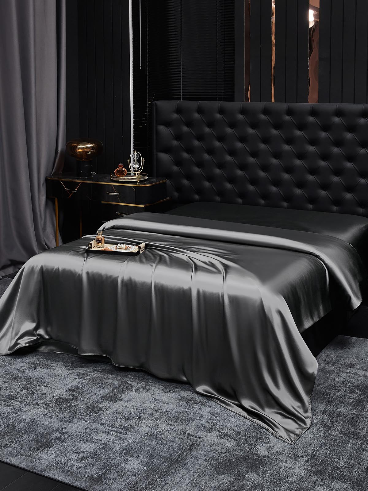 [Mörkgrå] SilkSilky-SE 19Momme Rent Silke Duvet Cover 001