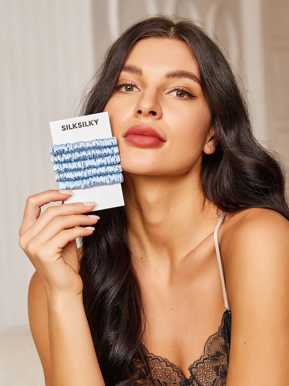 [Himmelsblå] SilkSilky-SE 19Momme Rent Silke Scrunchie 002