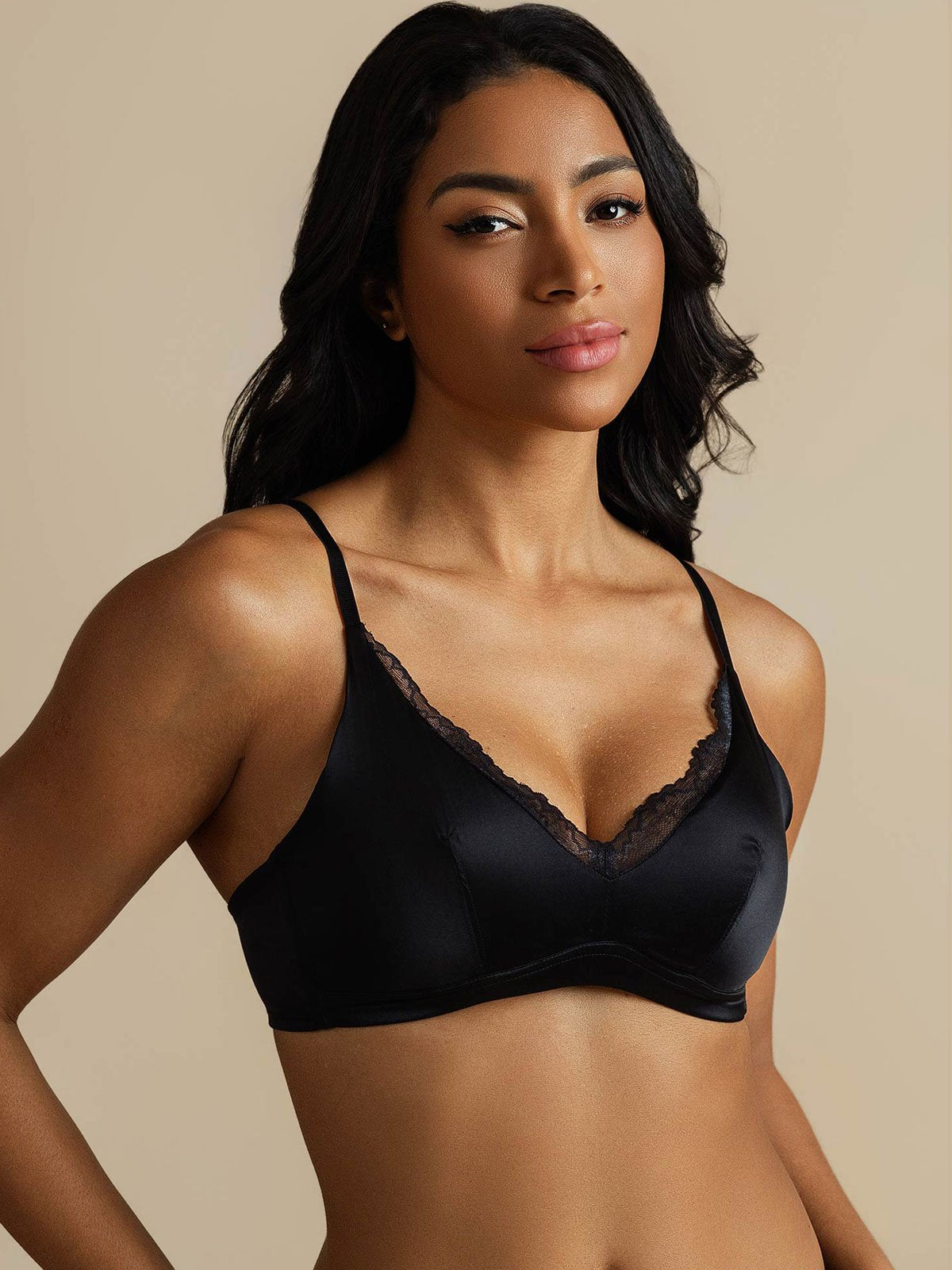 [Svart] SilkSilky-SE Rent Silke Bra 008