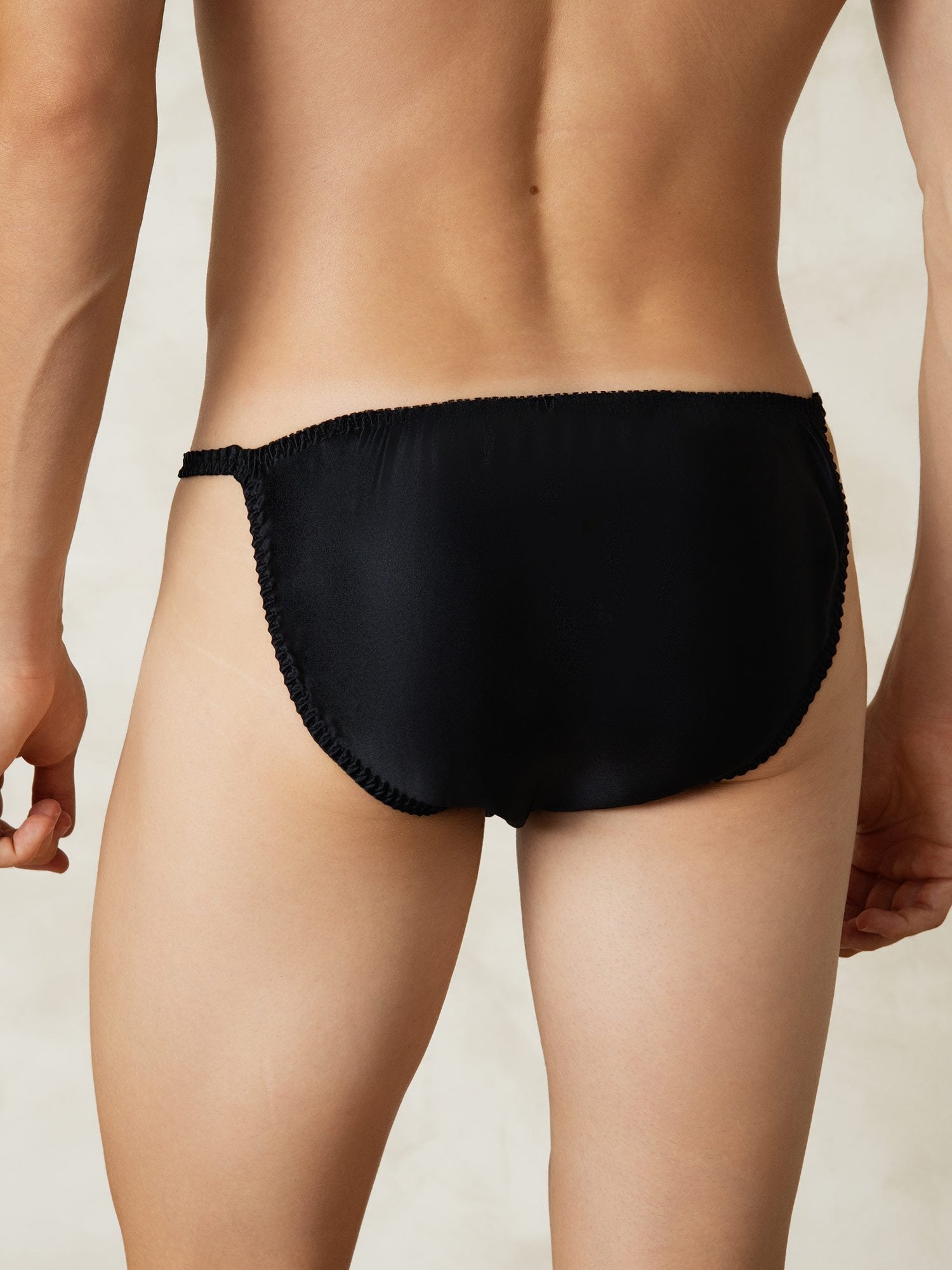 [Svart] SilkSilky-SE Rent Silke Mens Underwear 002