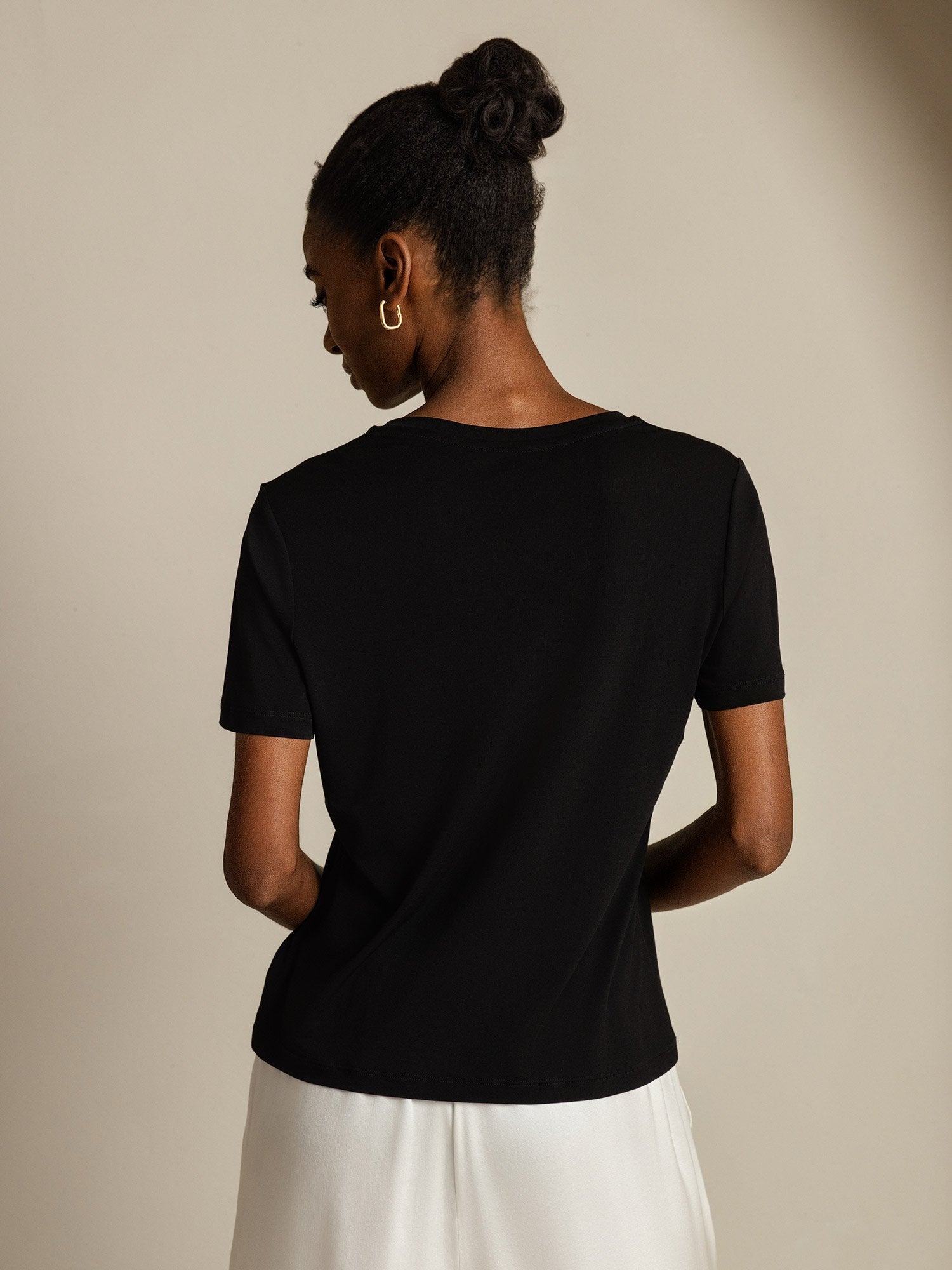 [Svart] SilkSilky-SE Rent Silke Womens T-Shirt 002