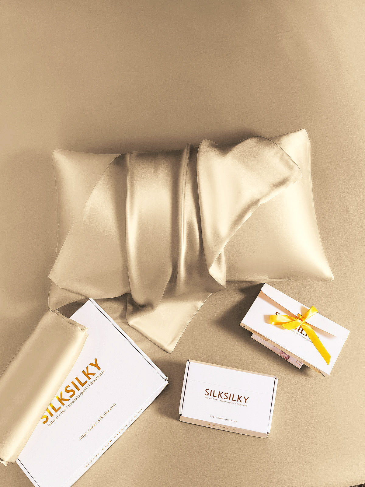 [Beige] SilkSilky-SE 19Momme Rent Silke Pillowcase 007