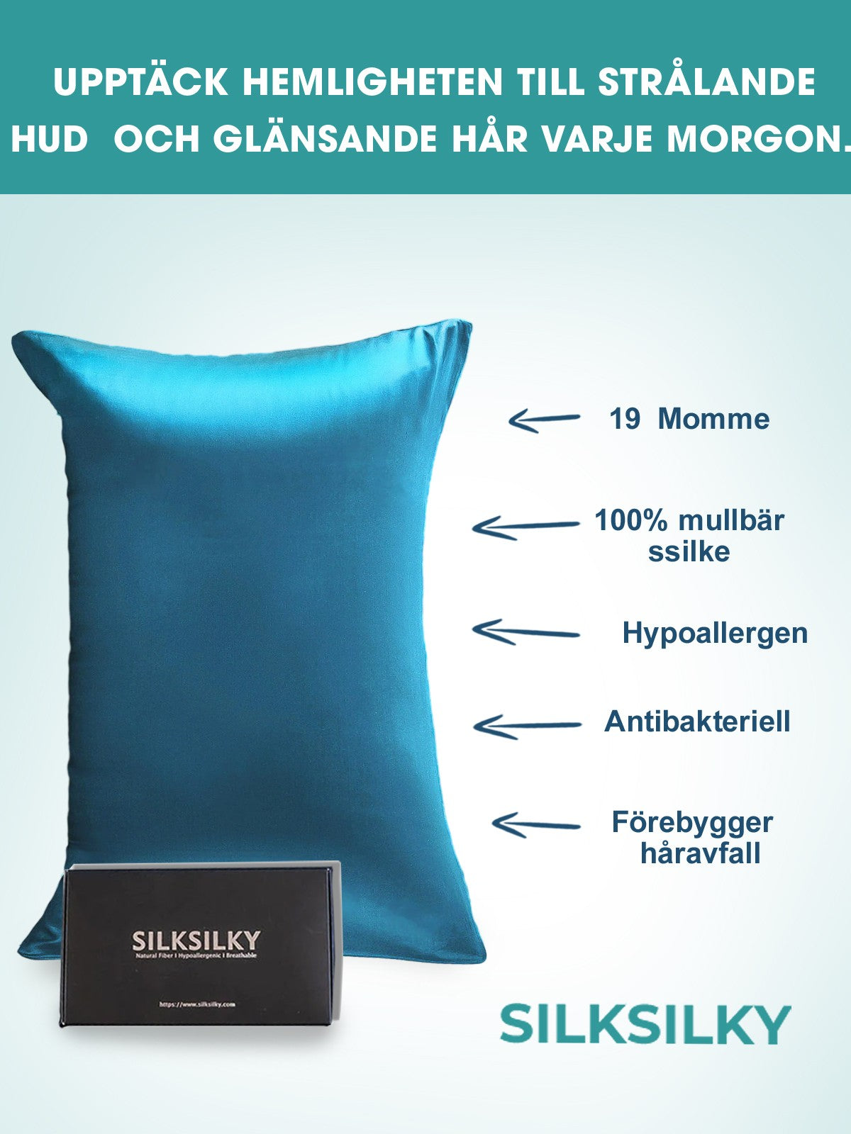 SilkSilky-SE 19Momme Rent Silke Pillowcase Kungsblått 003