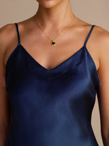 [Mörkblå] SilkSilky-SE Spaghetti Strap V Neck Cami Toppar 003
