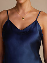 [Mörkblå] SilkSilky-SE Spaghetti Strap V Neck Cami Toppar 003