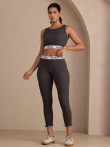 [Grå] SilkSilky-SE Sleeveless Crew Neck Women's Outfit Sets 006