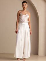 [Beige] SilkSilky-SE Spaghetti Strap V Neck Cami Toppar 006