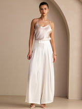 [Beige] SilkSilky-SE Spaghetti Strap V Neck Cami Toppar 006