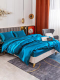 SilkSilky SE 19Momme Rent Silke Bedding Set Kungsblått 001