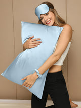 [Ljusblå] SilkSilky-SE 19Momme Rent Silke Pillowcase Set 004