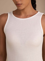 [Vit] SilkSilky-SE Sleeveless Round Neck Cami Toppar 006