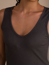 [Grå] SilkSilky-SE Sleeveless Deep V Neck Cami Toppar 005