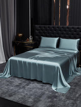 [Gråblå] SilkSilky-SE 22Momme Rent Silke Bedding Set 002,