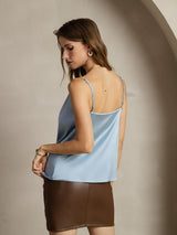 [Gråblå] SilkSilky-SE Spaghetti Strap Cowl Neck Cami Toppar 002