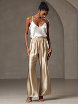 [Beige] SilkSilky-SE Spaghetti Strap V Neck Cami Toppar 005