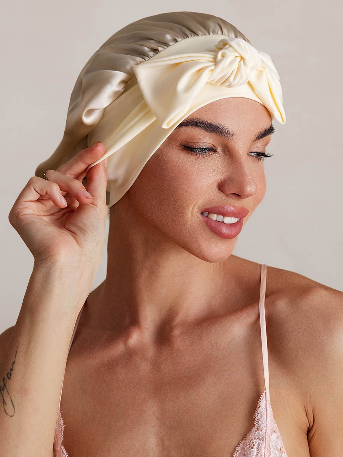 SilkSilky-SE Rent Silke Sleep Cap Beige 005