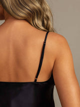 [Svart] SilkSilky-SE Spaghetti Strap V Neck Camisole Set 006