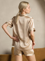 [Champagne] SilkSilky-SE Short Sleeve Lapel Collar Dam Pyjama 002