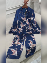 SilkSilky-SE Long Sleeve Lapel Collar Dam Pyjama video 001