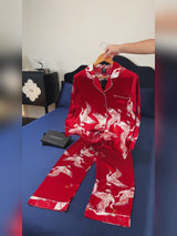 SilkSilky-SE Long Sleeve Lapel Collar Dam Pyjama video 001