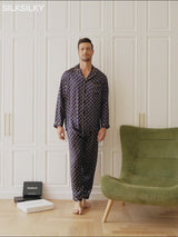 SilkSilky-SE Long Sleeve Lapel Collar Herr Pyjama video 001