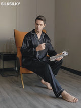 SilkSilky-SE 19Momme Rent Silke Mens Pajamas video 001