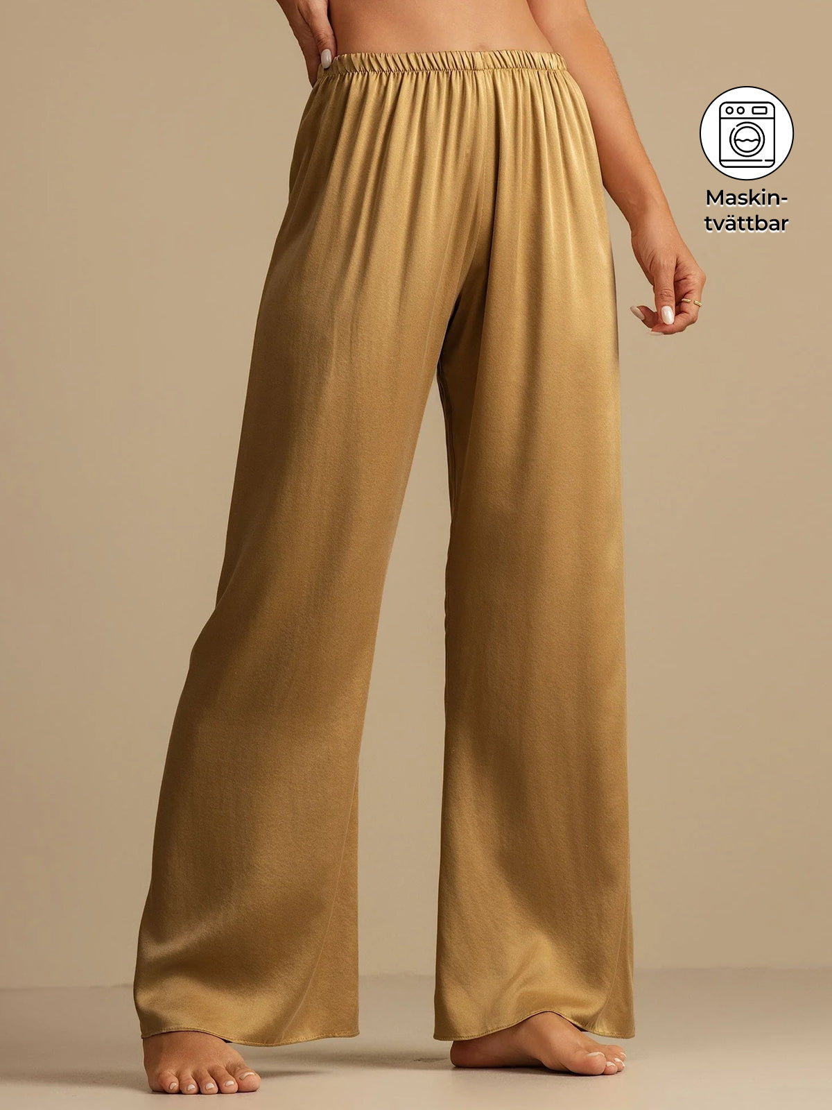 19Momme Tvättbar Sidenvidbyxorna för Kvinnor med Elastisk Midja