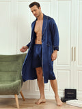 SilkSilky SE Rent Silke Lång Ärm Mens Robe Mörkblå 005