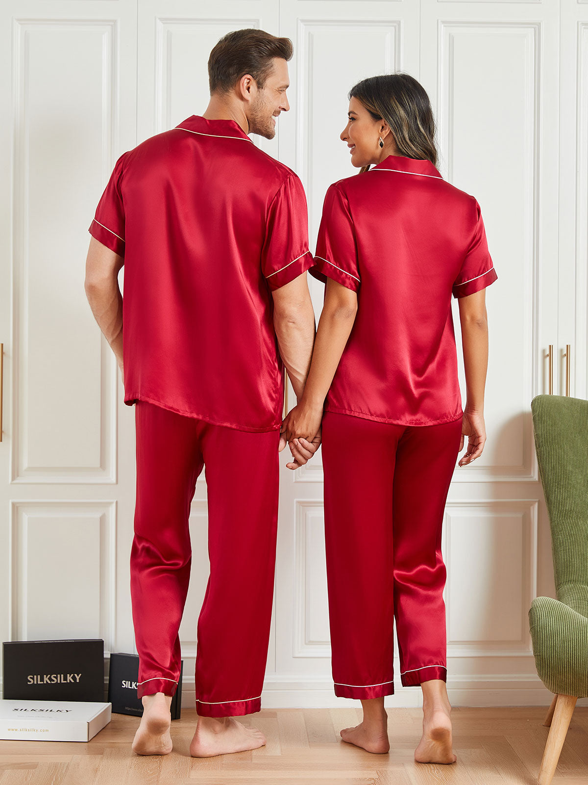 SilkSilky SE Rent Silke Kort Ärm Couple Vin 001