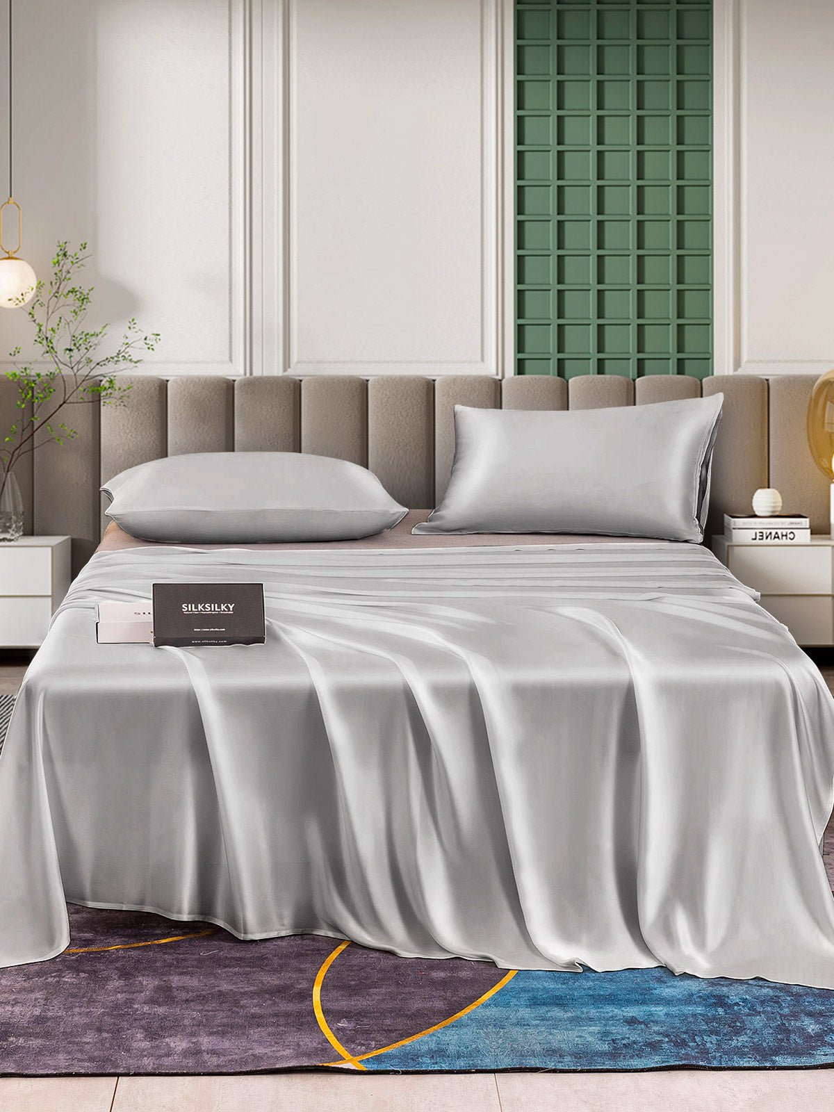 SilkSilky SE 25Momme Rent Silke Bedding Set Silver 002