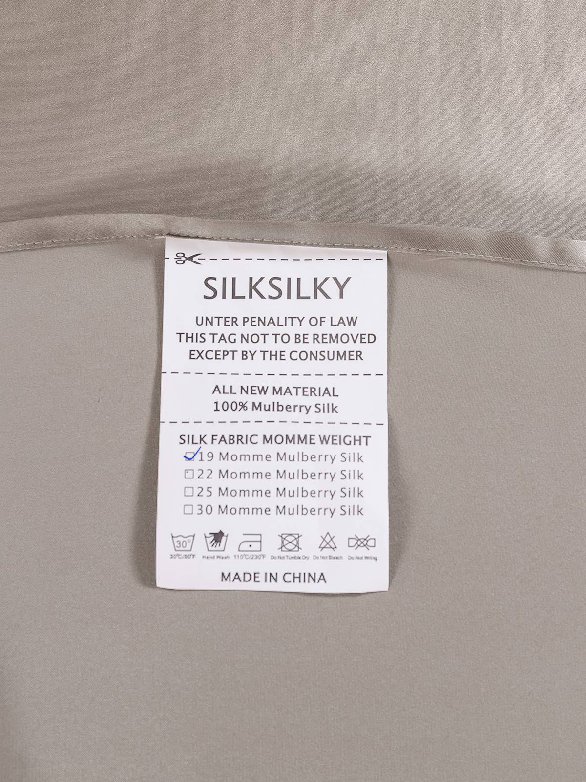 SilkSilky SE 25Momme Rent Silke Bedding Set Grå 005